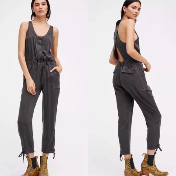 Free People Roaring Rayon Utilitarian Jumpsuit - Picture 1 of 9